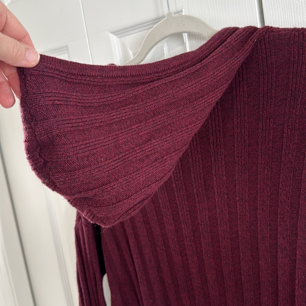 American Eagle Outfitters Burgundy Pullover Hooded Sweater-Lace-Up V-Neck - XL - Picture 5 of 10